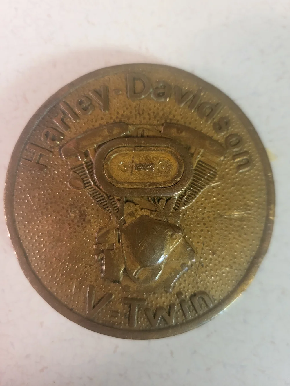 Vintage Harley Davidson Motorcycles V-Twin 1200 Round Solid Brass Belt Buckle